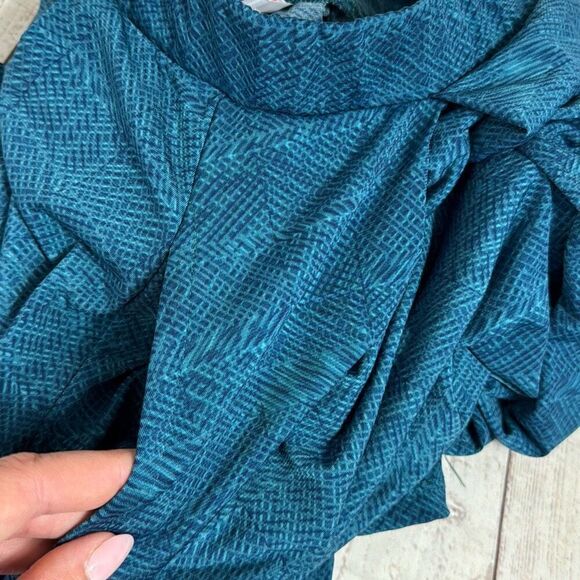 LuLaRoe Skirt Womens Small Pleated Midi Striped Pull On A Line Pocket Blue Teal - Picture 8 of 9